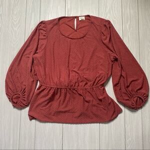 Ava James Women's Dusty Rose Pink Peplum Blouse Top Plus Size 3X